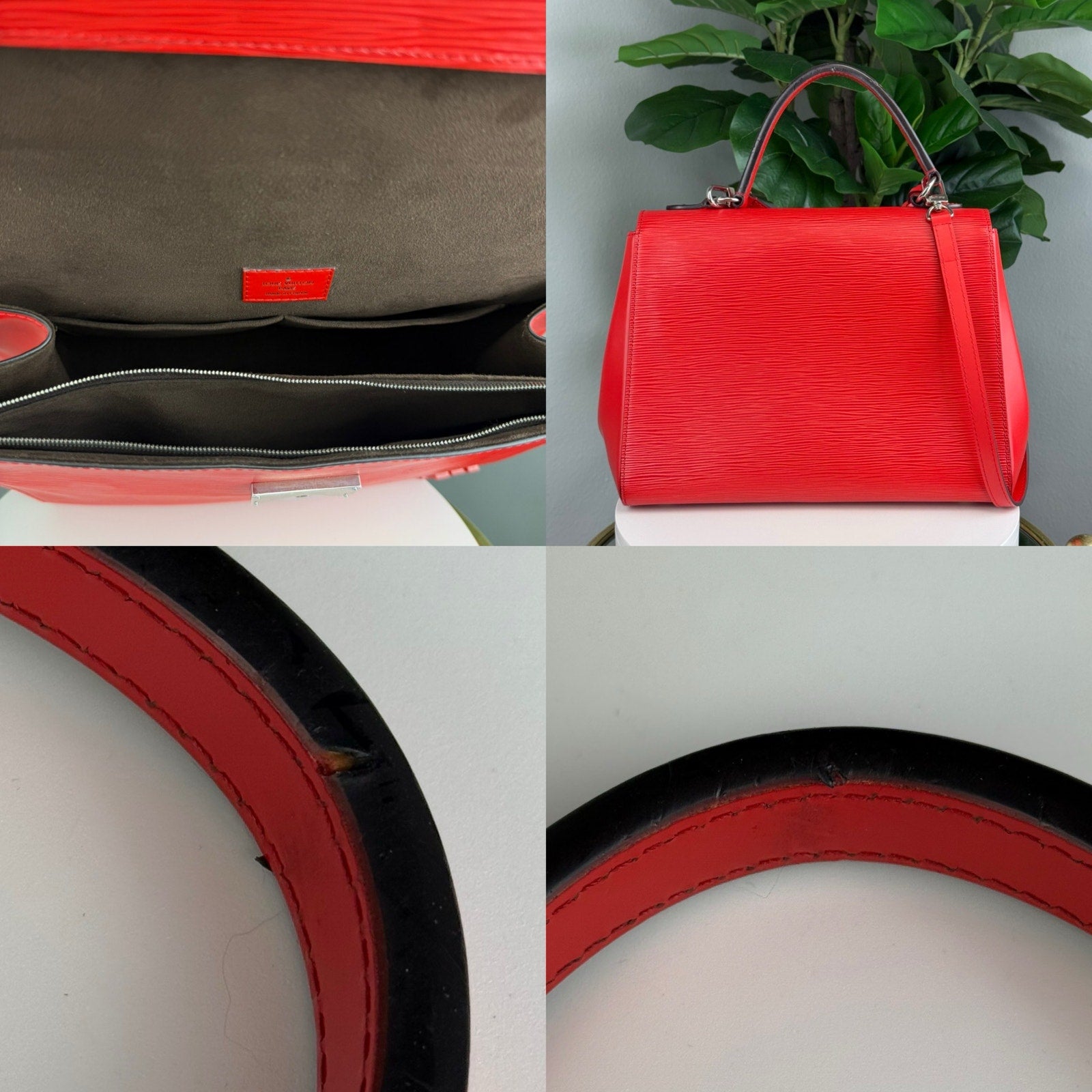 Authentic Louis Vuitton Coquelicot Epi Cluny Handbag