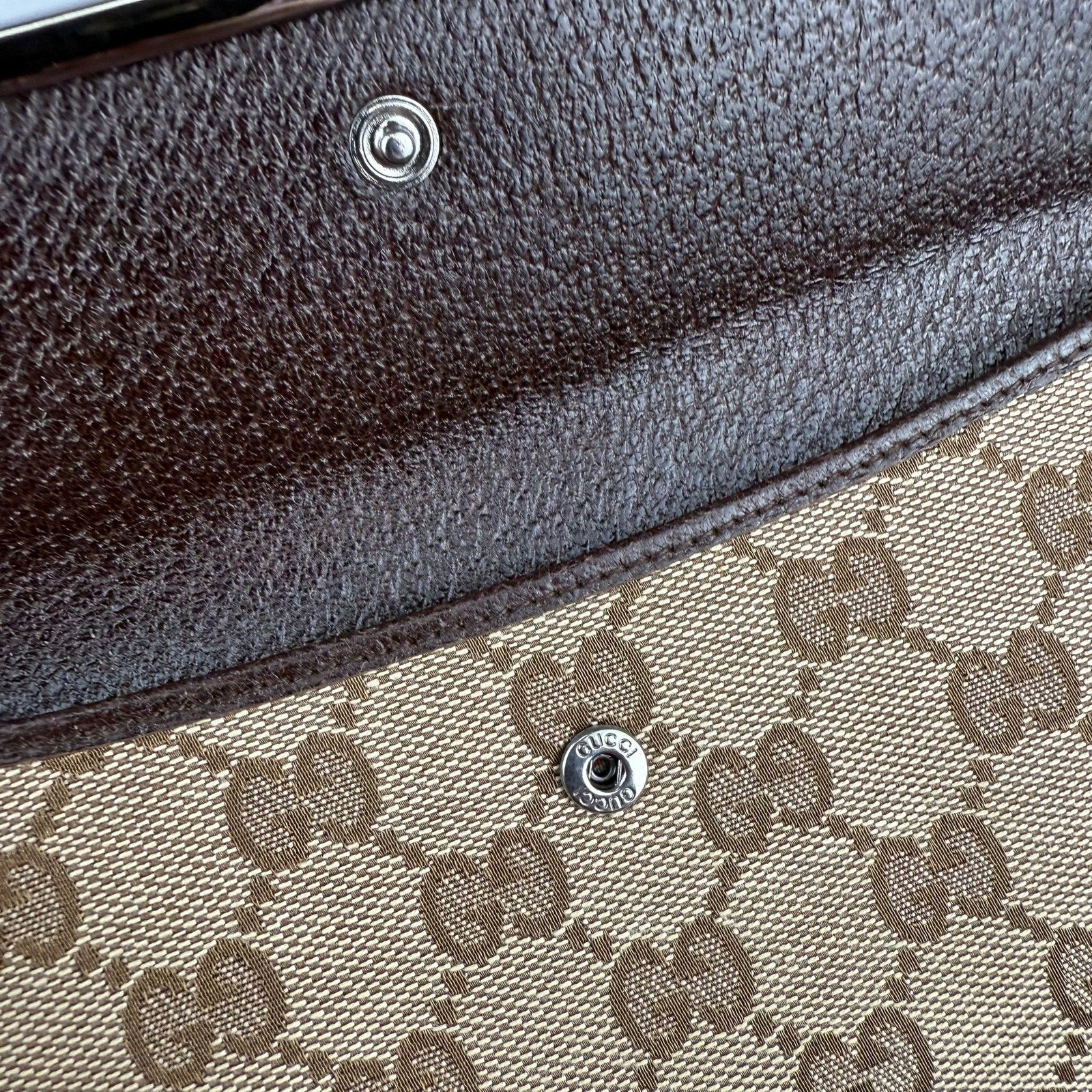 Authentic GUCCI GG Canvas Long Wallet Leather Beige