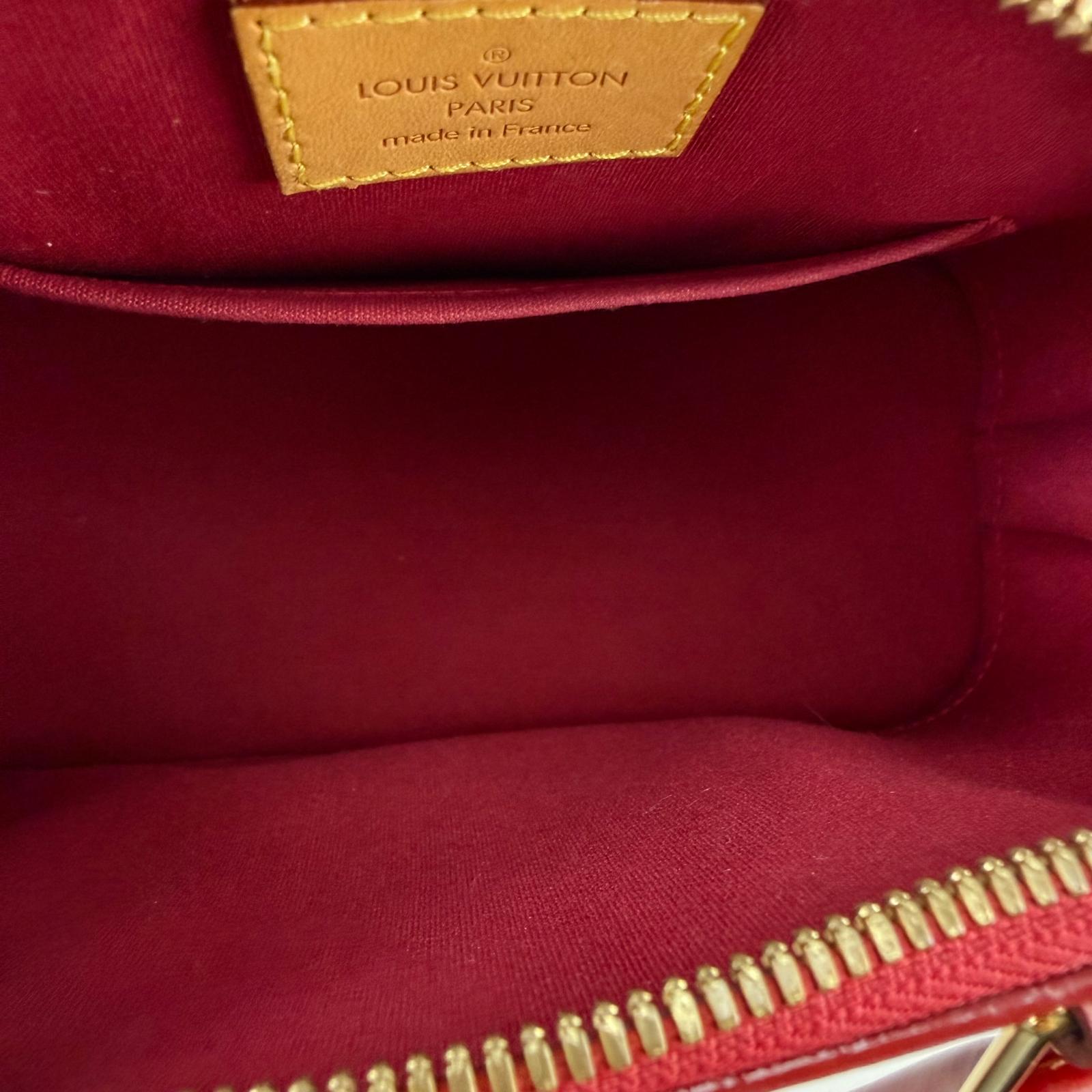 Authentic Louis Vuitton Monogram Vernis Alma BB Handbag Red