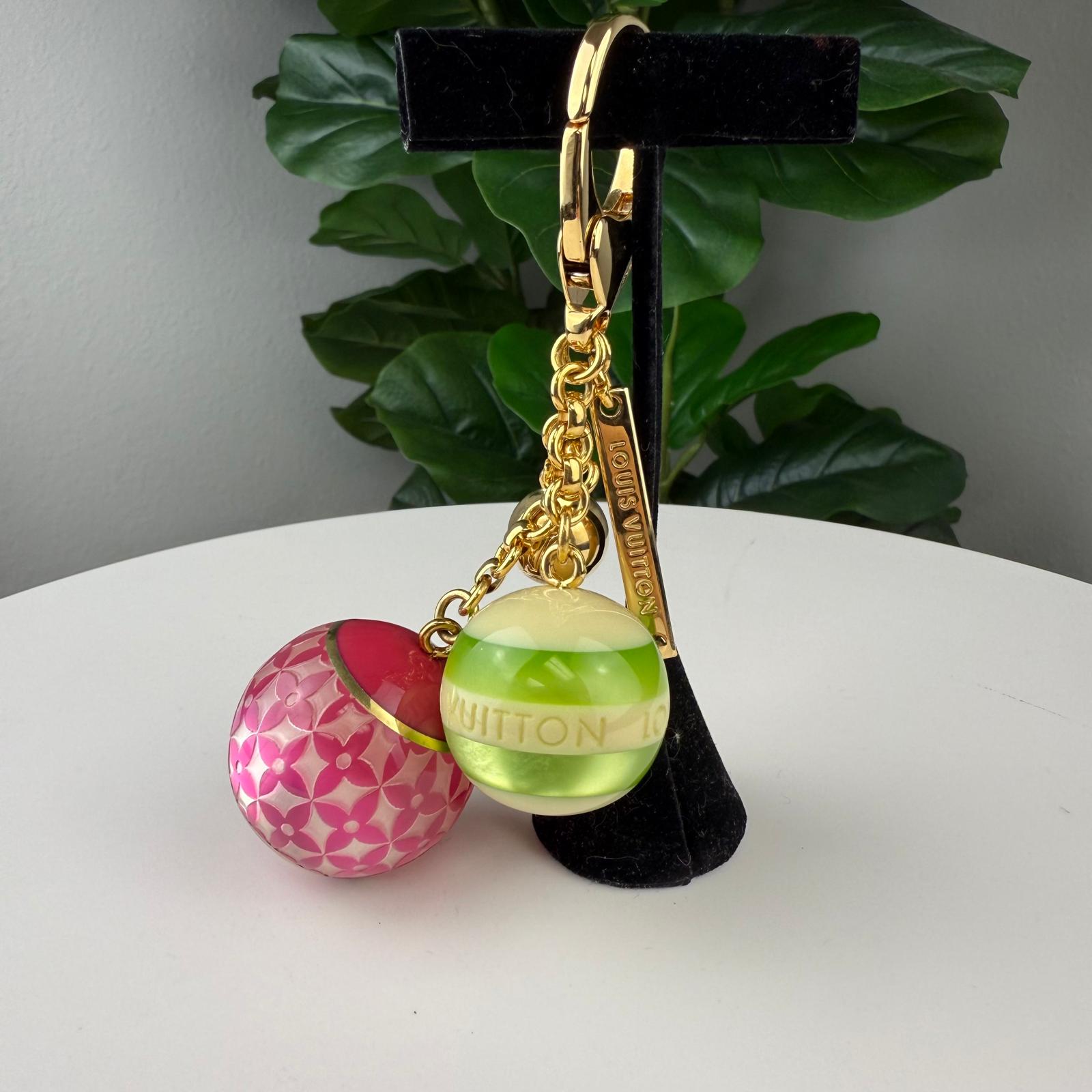 💎✨Authentic Louis Vuitton Mini Lin Croisette Bag Charm Pink Green
