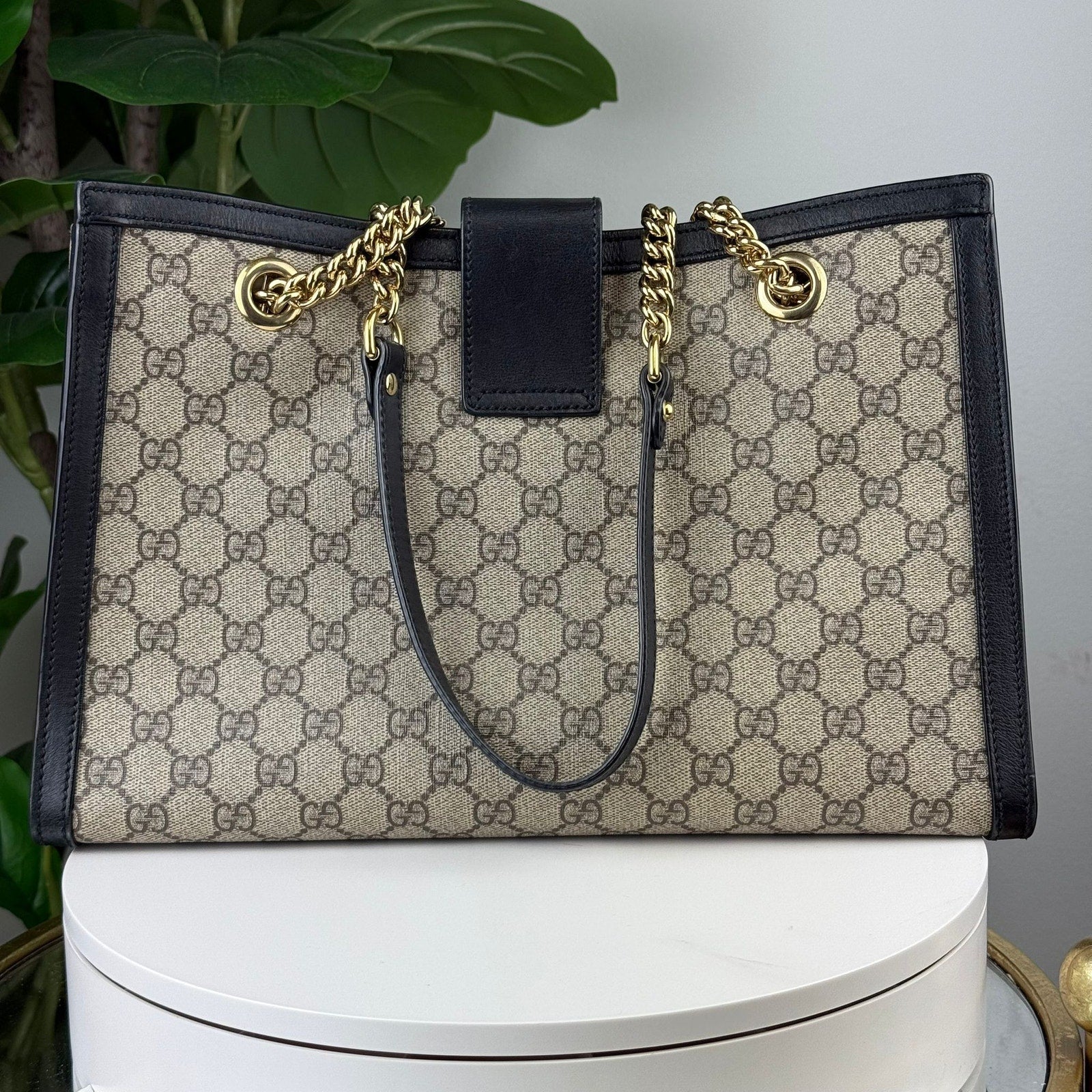 Authentic Gucci GG Supreme Padlock Medium Shoulder Bag