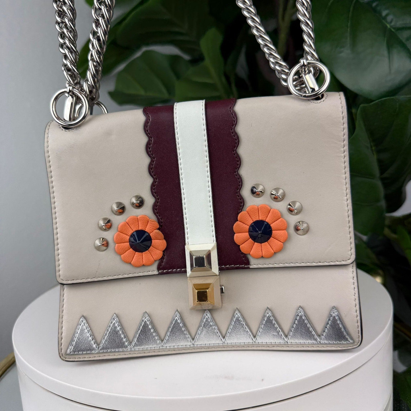 Authentic FENDI Vitello Liberty Lucido Catalan Mirror Hypnoteyes Shoulder Bag