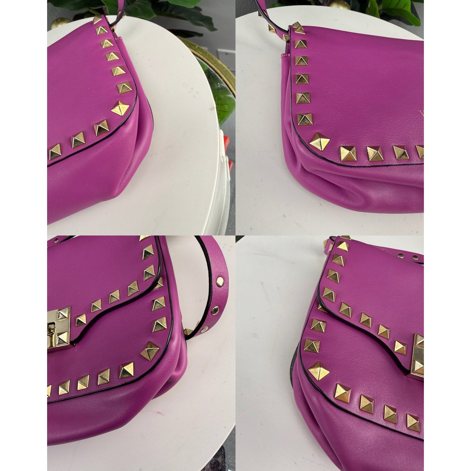Valentino Garavani Rockstud Flip Lock Mini Crossbody Bag in Pink Leather