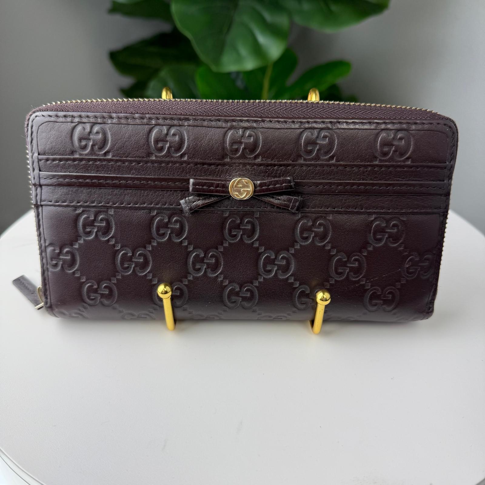 💎Authentic Gucci Guccissima Leather Mayfair Bow Continental Flap Wallet