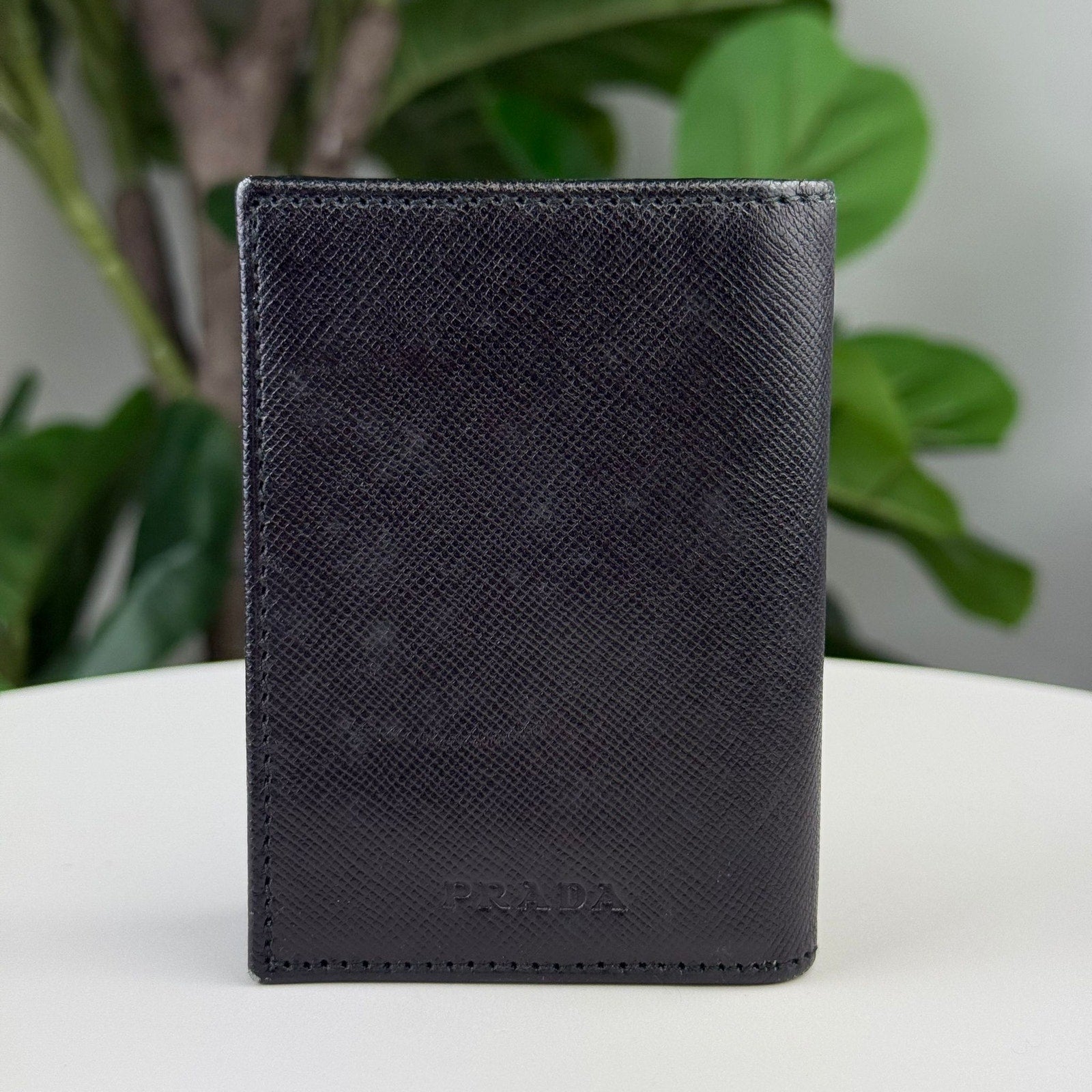 Authentic PRADA Bi-fold Wallet Saffiano Leather Black