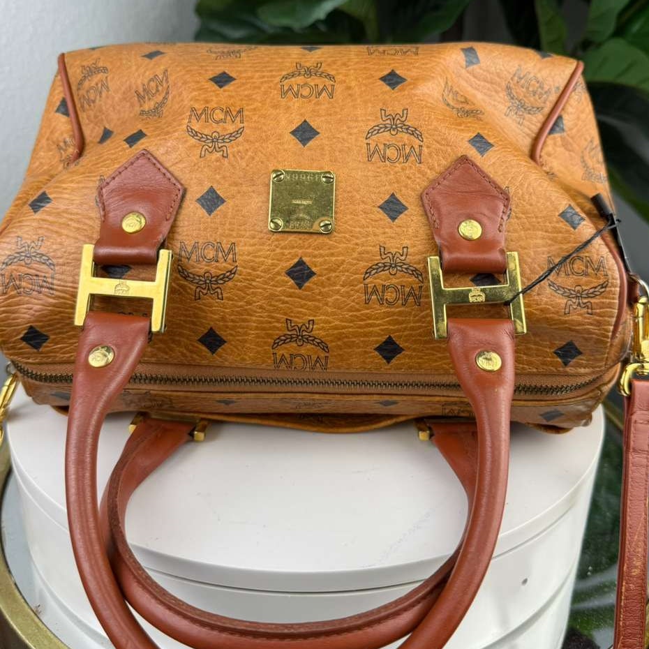 Authentic MCM Visetos Boston Bag