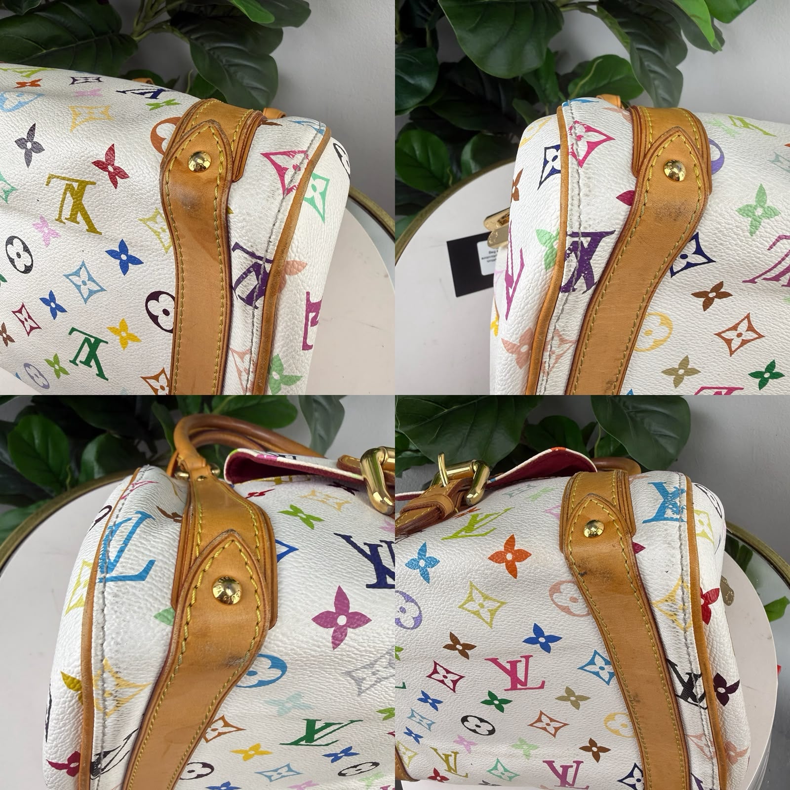 Authentic Louis Vuitton Murakami White Monogram Multicolore Priscilla Bag