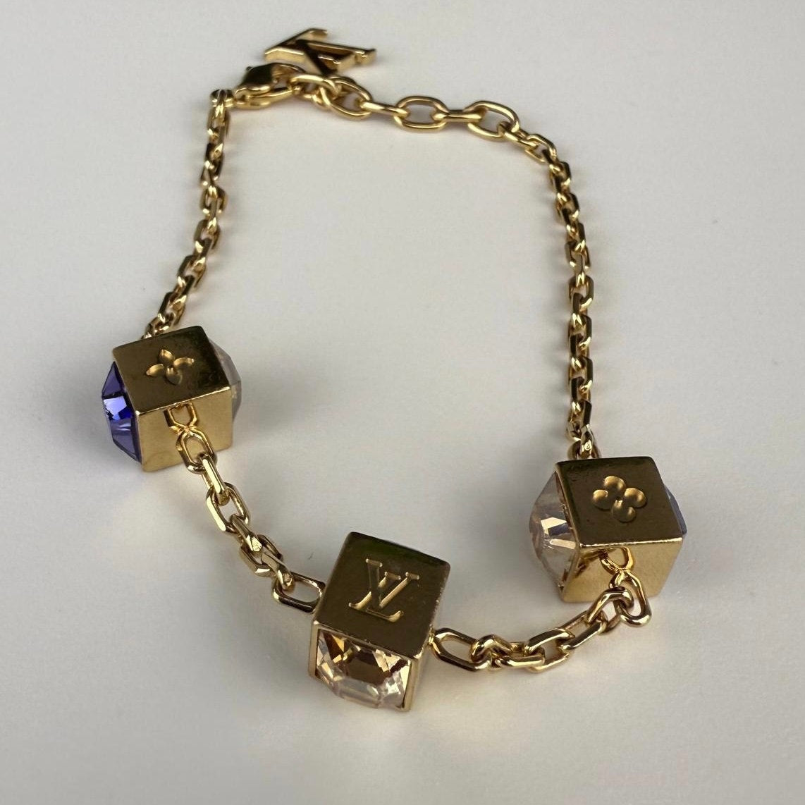 💎✨Authentic Louis Vuitton Gamble Crystal Gold Tone Bracelet Size 7"