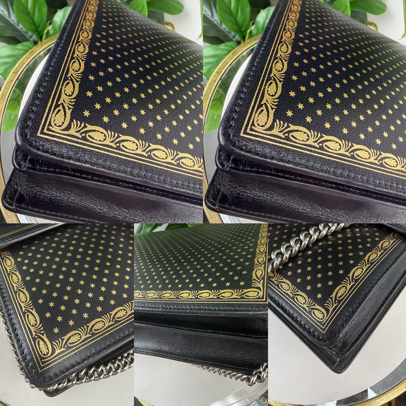 A43💎✨ Authentic Gucci Dionysus Black & Gold Medium Shoulder Bag