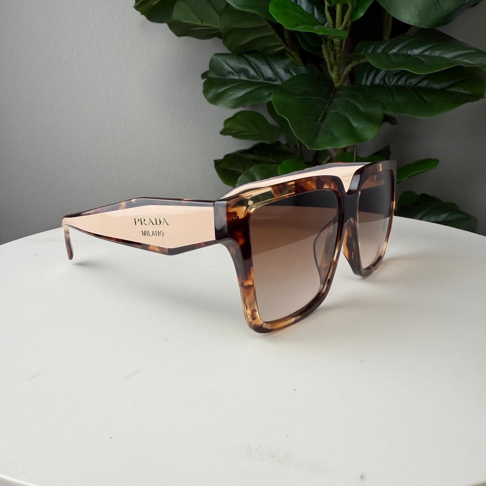 S204 Prada Caramel Tortoise Brown Gradient Sunglasses