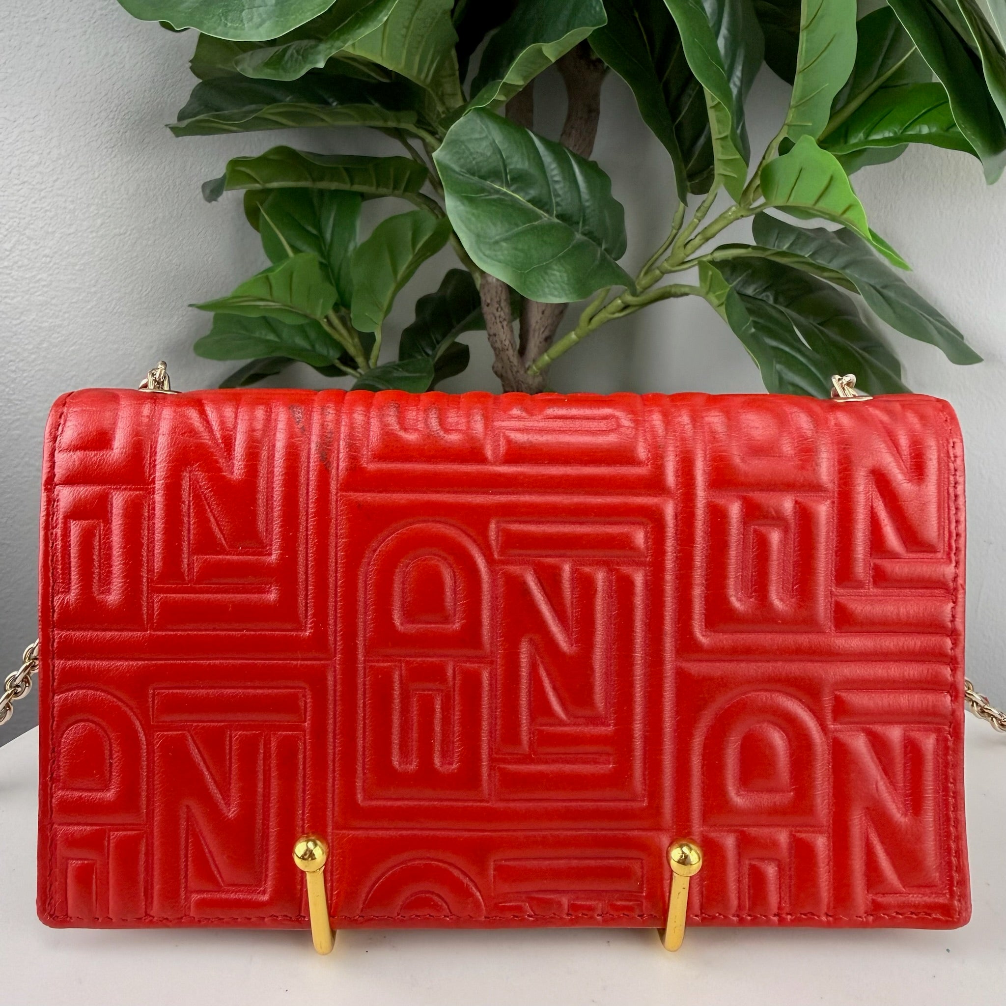 Authentic Fendi Roma Embossed Logo Wallet on Chain - back