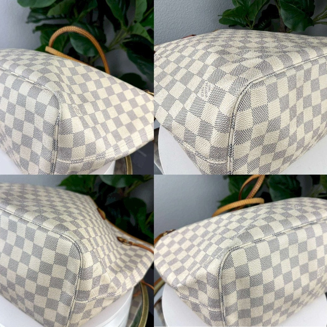 Authentic Louis Vuitton Neverfull MM Tote Bag Damier Azur Canvas