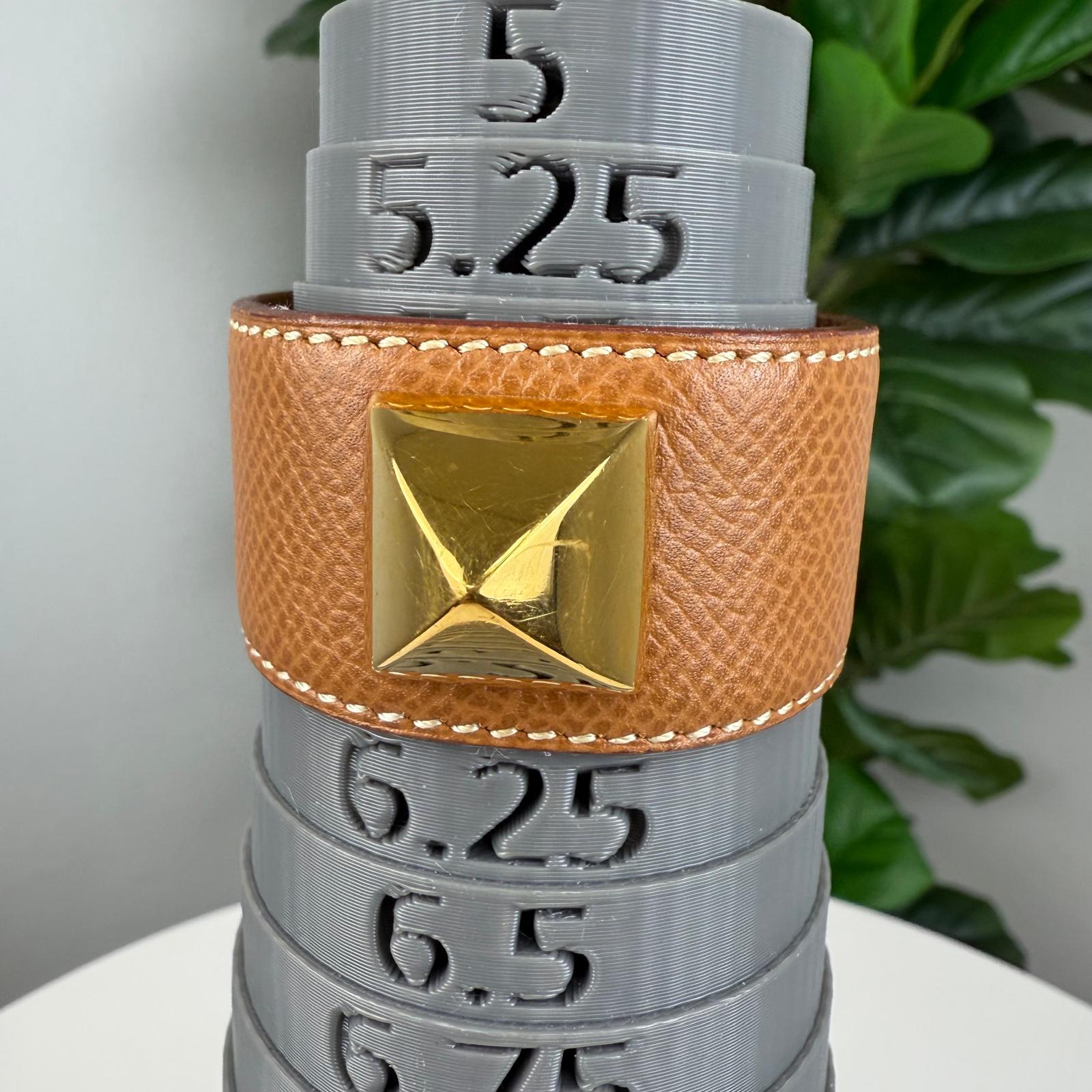 Authentic Hermes Medor Cuff Bracelet Brown 5.50"-6"