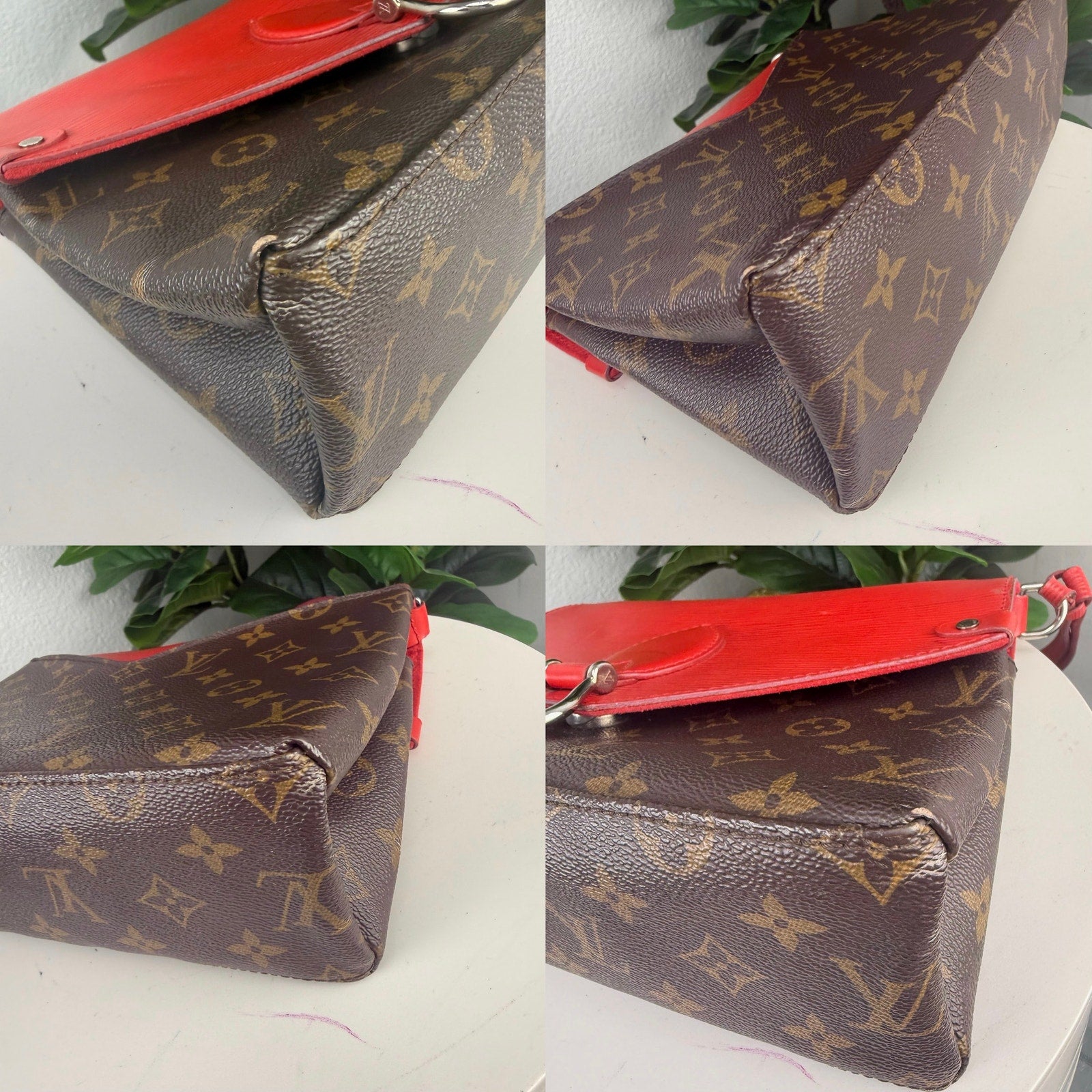 Louis Vuitton St Michael Monogram Red Epi Leather Shoulder Bag Authentic Pre Owned