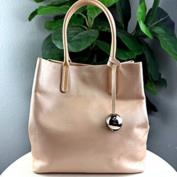 Authentic Furla blush pebbled leather diamond-stitch tote bag - front