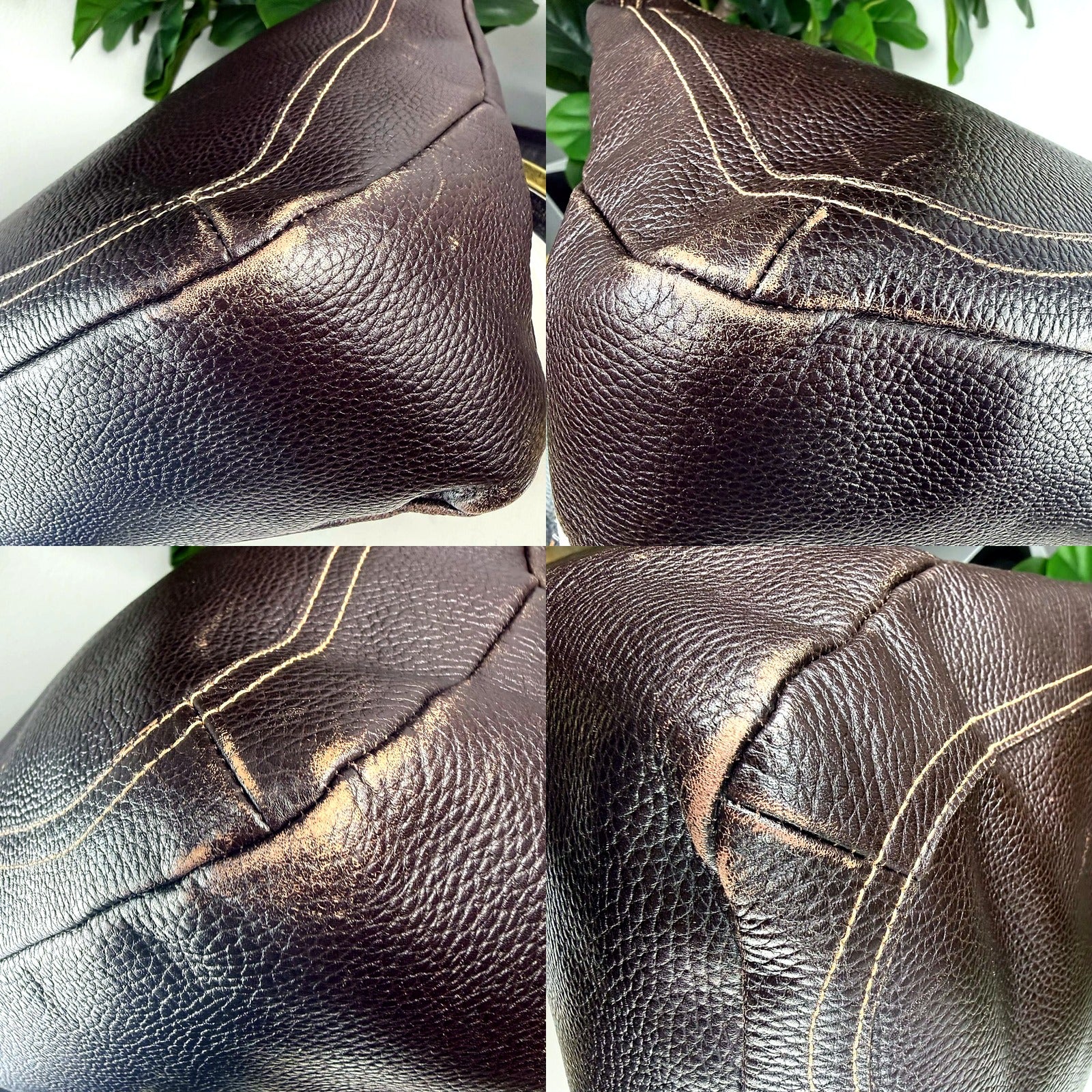 Authentic Furla Dark Brown Pebbled Leather Hobo Bag