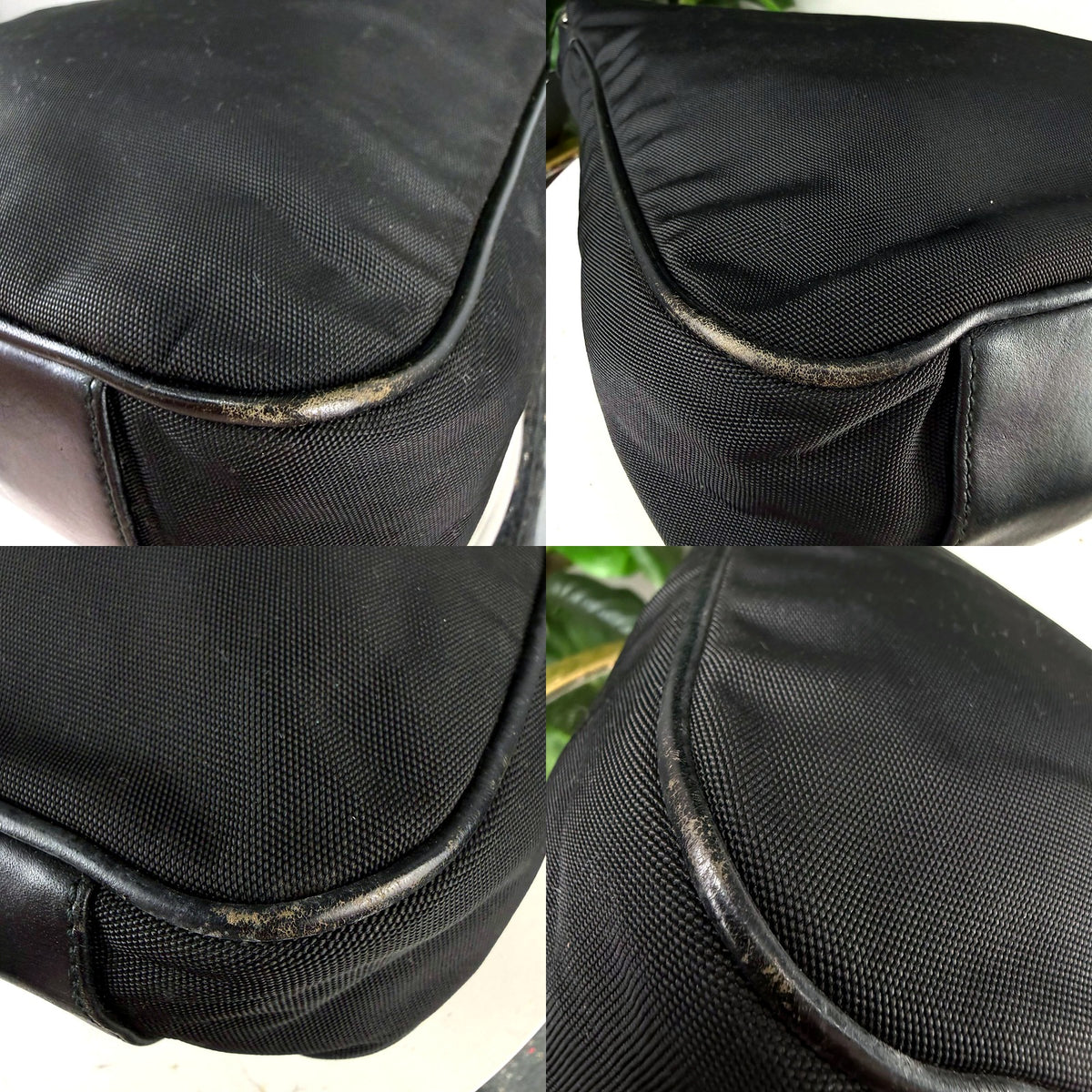 Authentic Gucci Black Nylon Bamboo Handle Hobo Bag