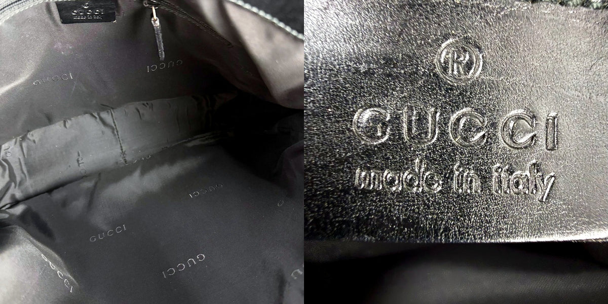 Authentic Gucci Black Nylon Bamboo Handle Hobo Bag