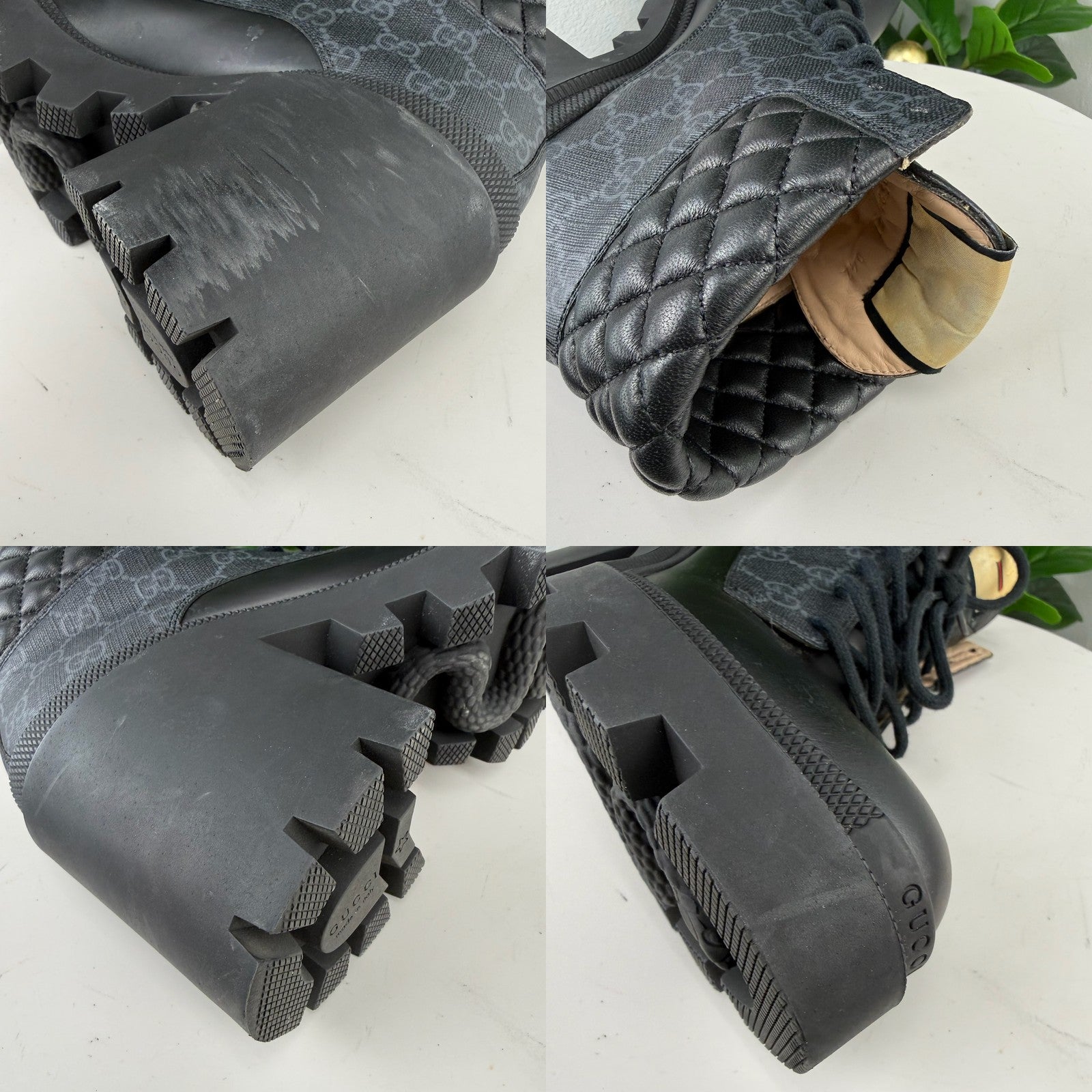 Gucci GG Supreme quilted heeled combat boots - view 8