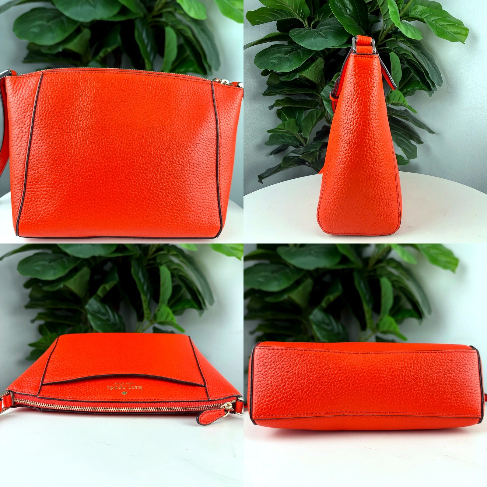 Authentic Kate Spade New York Orange Pebbled Leather Crossbody Bag