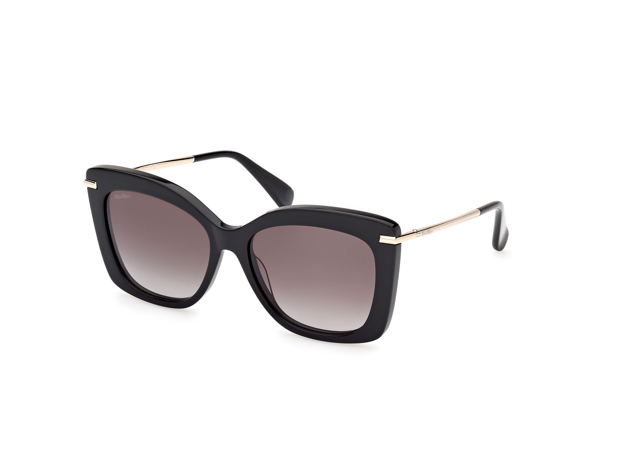 Authentic Max Mara MM0101 Beth1 Ladies Sunglasses Shiny Black Gradient Smoke 55-16-135