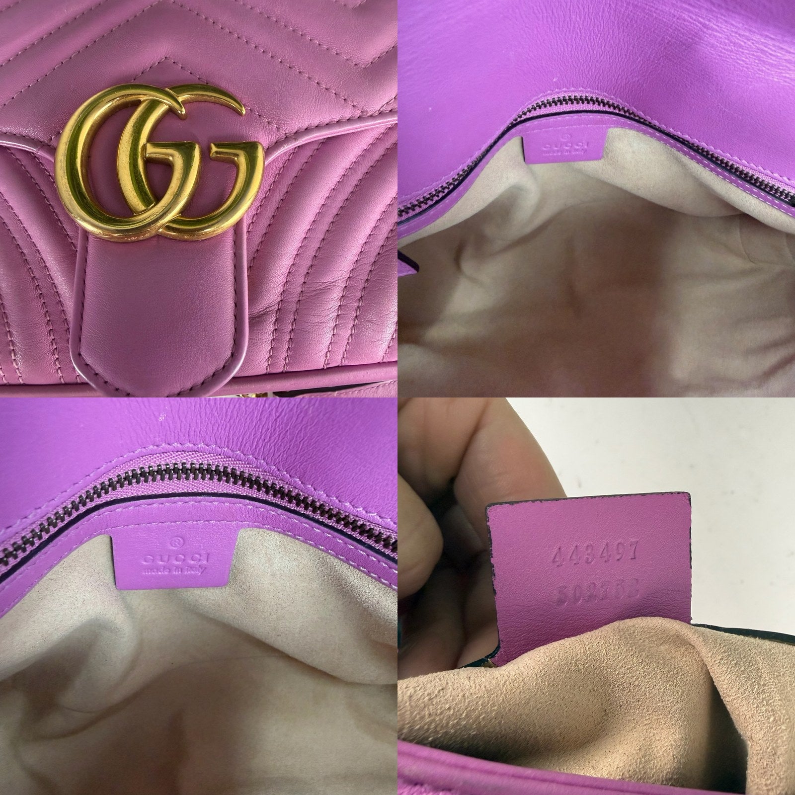 Authentic Gucci GG Marmont Medium Matelasse Chevron Shoulder Bag or crossbody - Pink
