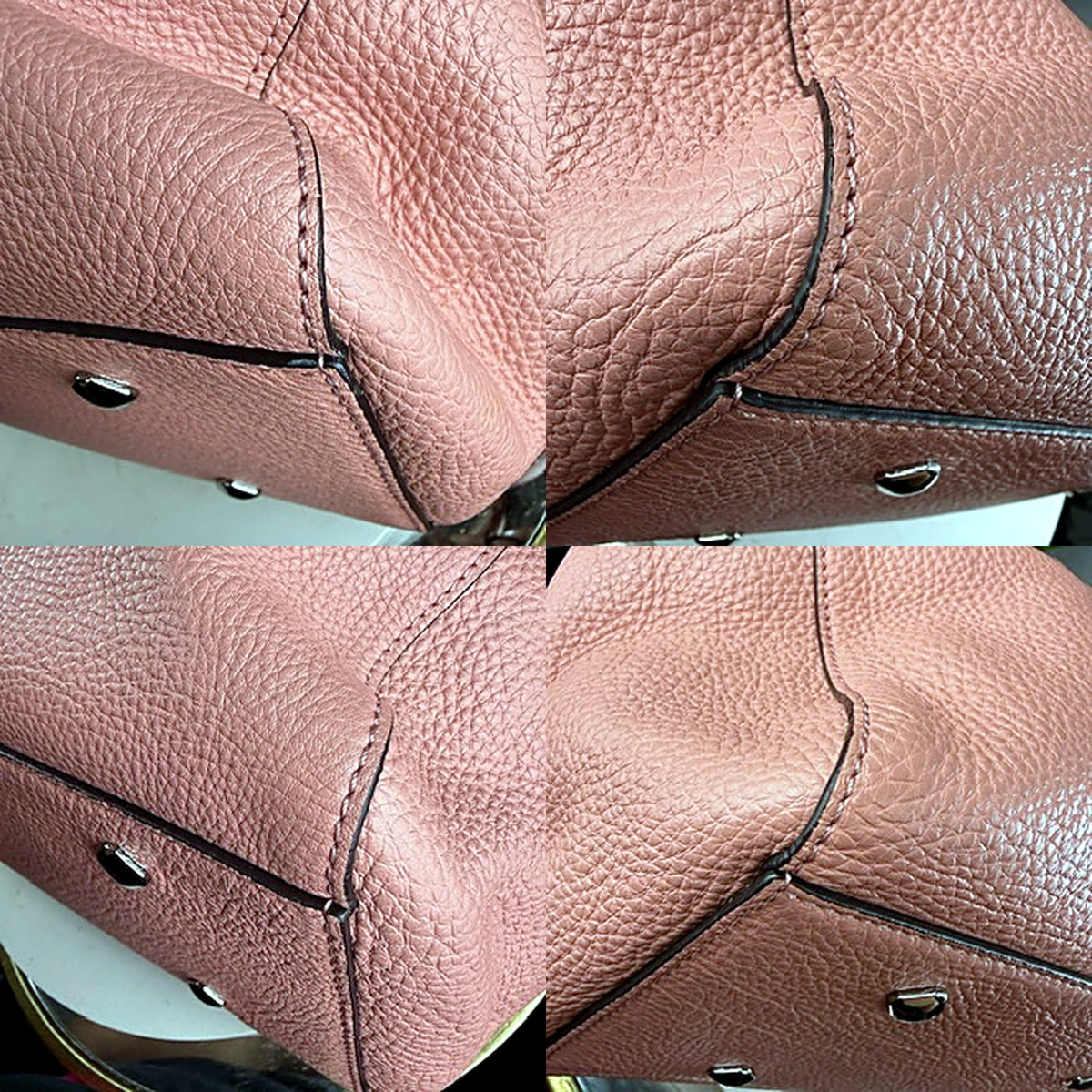 MCM dusty rose tote bag corner and edge detail macros