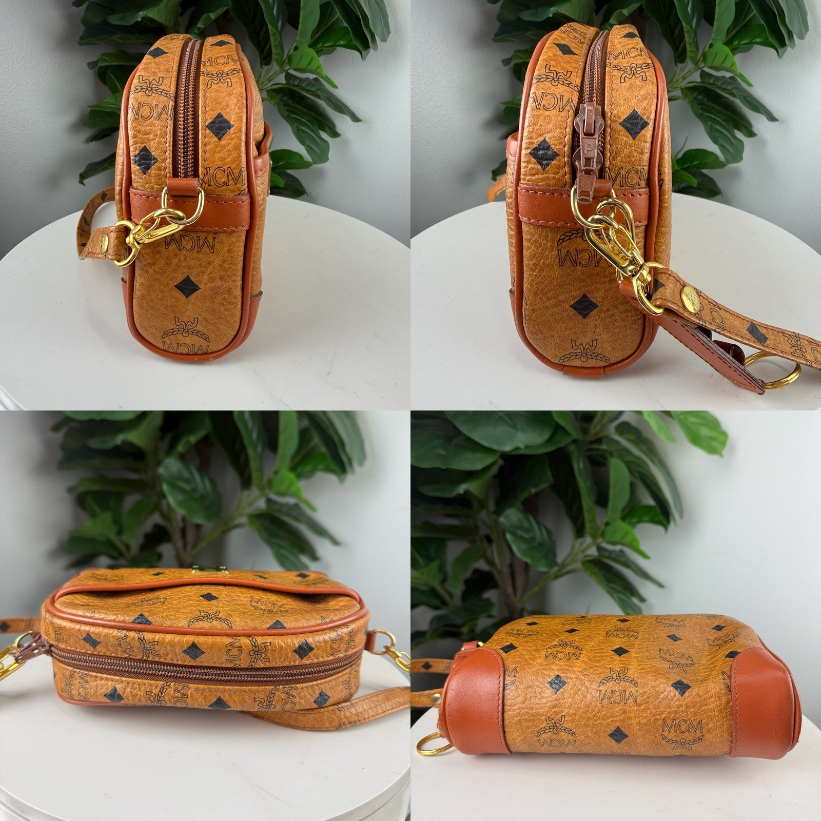 MCM cognac Visetos crossbody bag - view 3