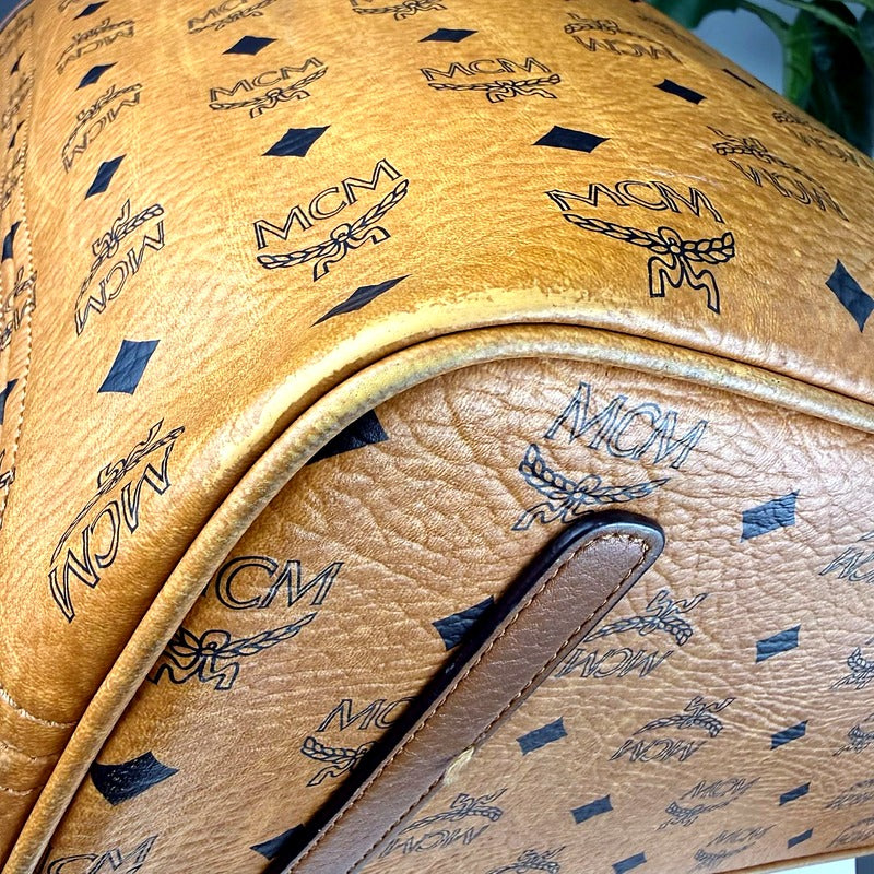 Authentic MCM Cognac Visetos Monogram Tote Bag
