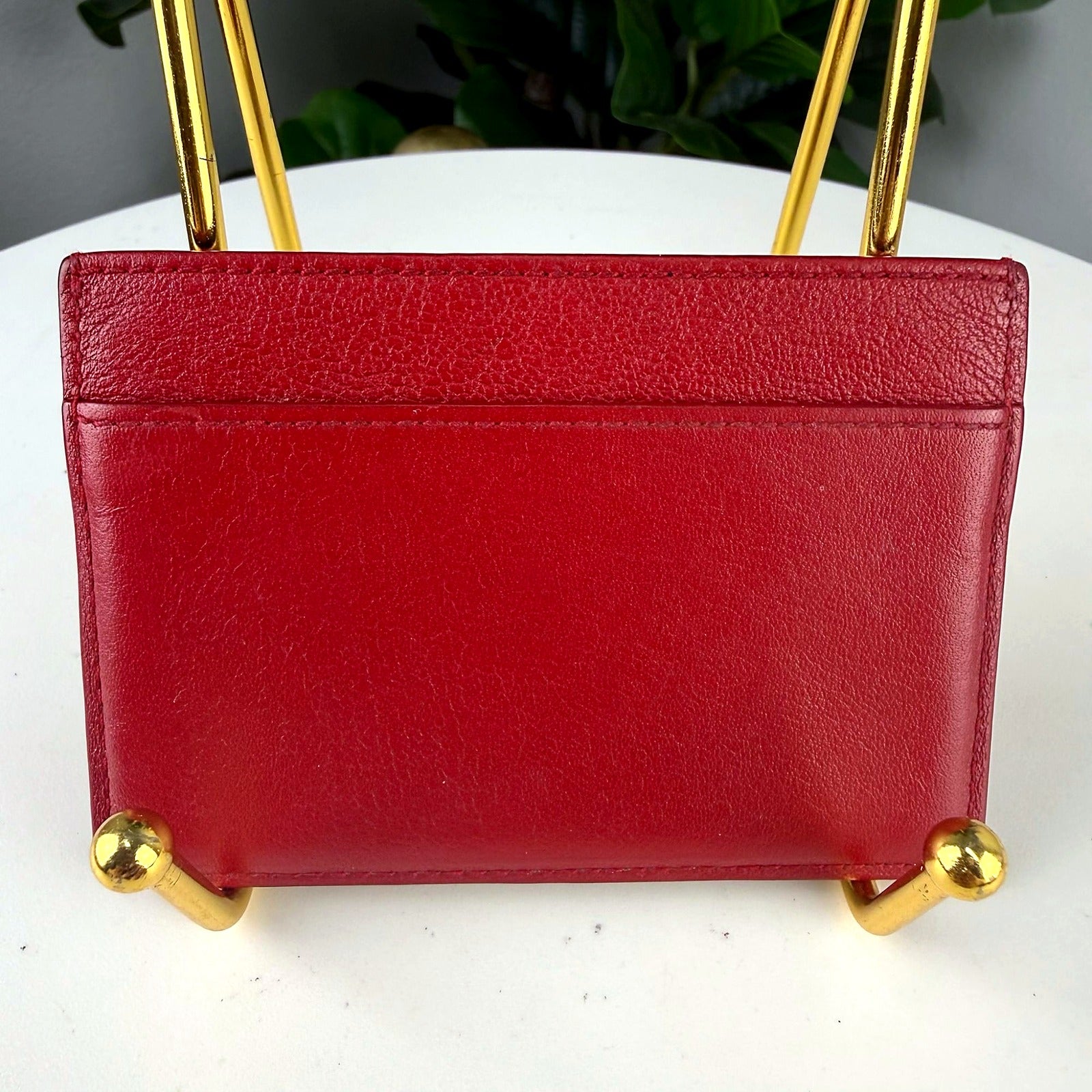 Authentic Saint Laurent Red Leather Card Holder