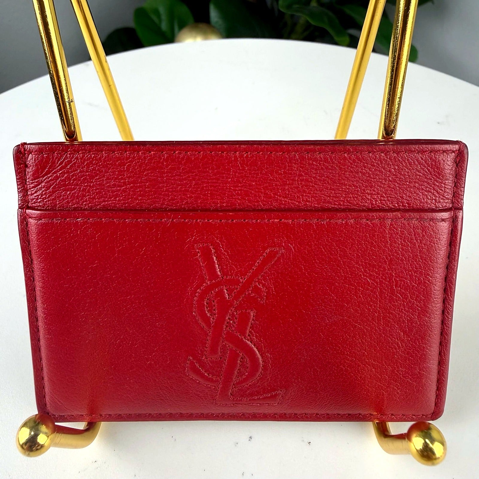 Authentic Saint Laurent Red Leather Card Holder